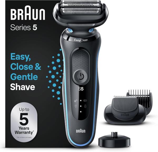 Image Rasoir Électrique meBraun 51-M4500cs Series 5 + Base De Recharge - Noir Menthe