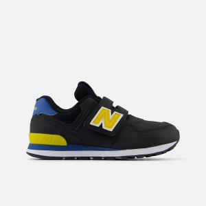 Image New Balance 574 HOOK & LOOP - Chaussures Enfant - Black avec Ginger Lemon ou Black avec Ginger Lemon - Taille 28, 32.5 ou 34.5