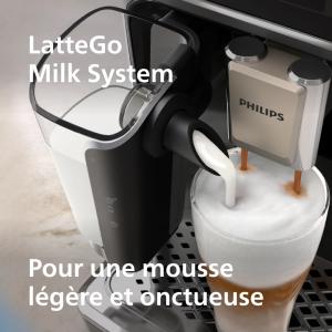 Image Machine à Expresso Philips EP5546/70 Series–500 + Carafe LatteGo - SilentBrew 40% Plus Silencieuse, QuickStart, Noir et Argent