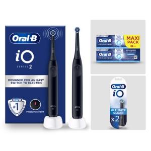 Image Pack Oral-B iO2 - Brosse à dents électrique, Dentifrice Pro-Expert et 2 Brossettes iO Ultimate Clean - Noire