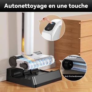 Image Aspirateur Laveur JONR S20 Pro - Design Plat à 180° Sans Fil - Blanc