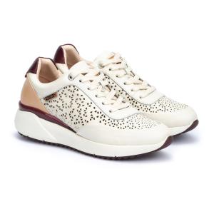 Image Pikolinos SELLA - Baskets à lacets - Chaussures Femme 100% Cuir - Taille 36 à 40 - Coloris NATA