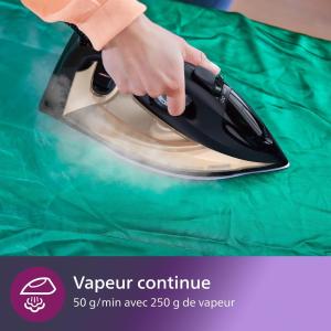 Image Fer à Repasser Vapeur Philips DST7040/80 Azur Séries 7000 SteamGlide Elite - 2800W - Noir/Or