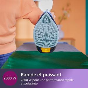 Image Fer à Repasser Vapeur Philips DST7040/80 Azur Séries 7000 SteamGlide Elite - 2800W - Noir/Or