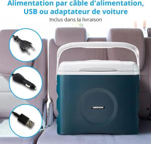 Image MEDION MD10735 - Glacière thermoélectrique portable - 25L - 2-en-1 Compatible 12V Voiture et 230V Prise électrique