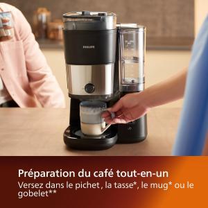 Image Cafetière Filtre Philips ‎HD7900/50 Tout-en-1 - Broyeur de Grains Intégré - 1,25 l - Noir