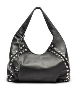 Image Stuart Weitzman MODA STUD HOBO BAG - Sac Bandoulière Femme - Fabriqué en Italie - Noir ou Marron