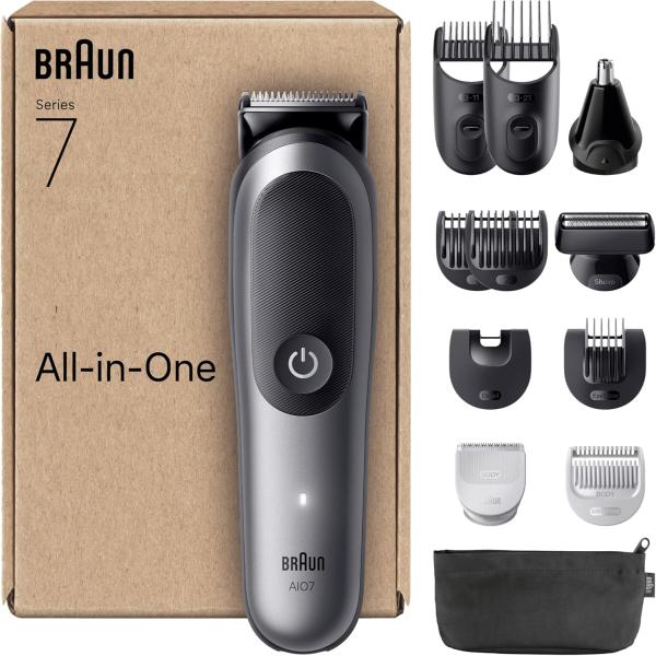 Image Tondeuse Braun AIO7545 Series 7 ProBlade - Kit 12-En-1 - Technologie AutoSense - Gris