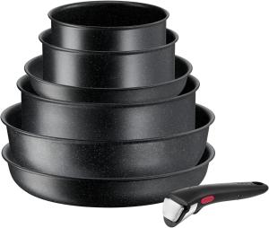 Image Pack 7 Pièces Tefal L3998702 Ingenio - Batterie de cuisine Compatible Induction - Revêtement antiadhésif - Style Pierre Noire