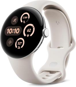 Image Smartwatch Wifi Google Pixel Watch 3 (41 mm) Wear OS 128Go - Boîtier Argent Poli + Bracelet Coloris Porcelaine