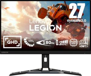 Image Écran PC Gamer 27" QHD Lenovo R27qe Legion - IPS, 180Hz, 0.5ms - Noir