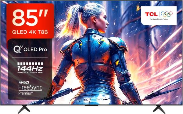 Image Smart TV 85" UHD 4K TCL 85T8B - Google TV et Game Master 3.0 - Noir