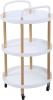 Image Desserte 3 niveaux - Ronde Avec pied imitation bois - Couleur Blanche
