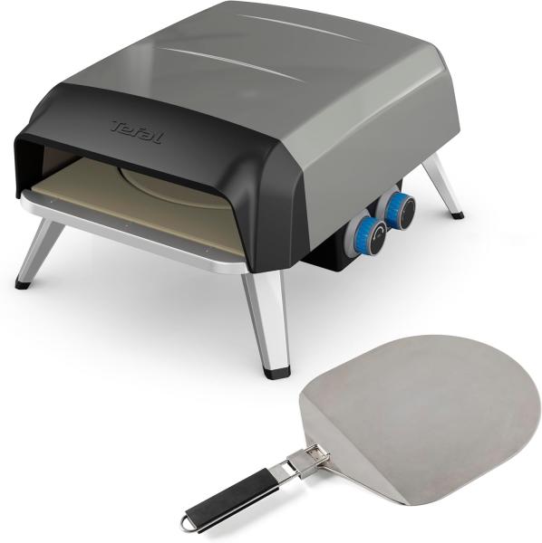 Image Four à pizza à gaz Tefal JM412010 Pizza Pronto - Pierre rotative à 360° - Gris Noir