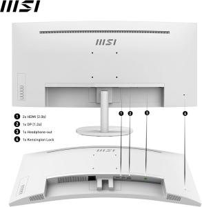 Image Écran PC Incurvé 34" MSI Pro MP341CQW - Dalle VA 1500R - 100Hz - Blanc