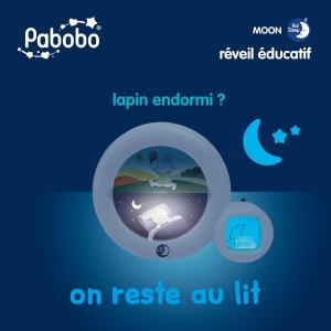 Image Veilleuse & Réveil Pabobo x Kid Sleep - Moon 3 en 1 - Réveil Educatif - Blanc