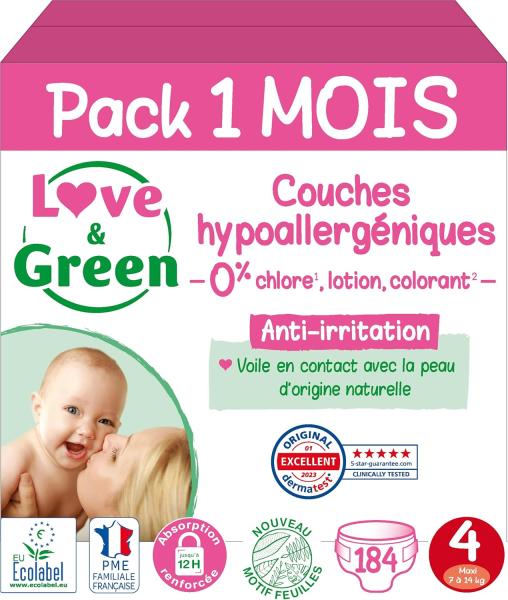 Image Pack 184 Couches Bébé Love & Green - Hypoallergéniques