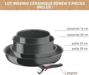Image Set 5 pièces Tefal L26190022 Ingenio Renew - Gris à 89€