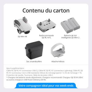 Image Pack Drone DJI - Mini Camera 4K - Blanc/ Gris à 329€