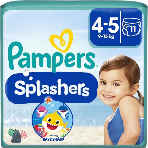 Image Pack de 11 Couches-Culottes de Bain Jetables Pampers Splashers Baby Shark - Taille 4-5 à 6,23€