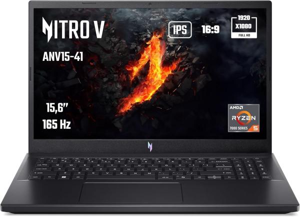 Image PC Portable Gaming 15.6" FHD Acer Nitro V 15 ANV15-41-R4FN (Ryzen5, RAM16Go, SSD 512Go, RTX 4050) - Noir à 749