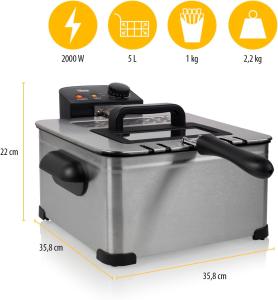 Image Friteuse à Huile Tristar FR-6949 - 5L, 2000W - Argent Gris à 50,99€