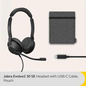 Image Micro-casque filaire stéréo Jabra Evolve2 30 SE + Câble et pochette de transport