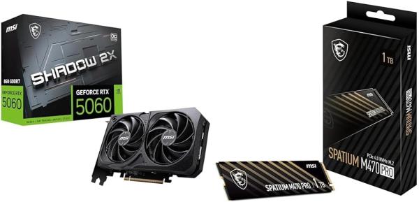 Image Pack MSI GeForce RTX 5060 + SSD SPATIUM M470 Pro SSD 1To à 319€