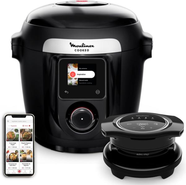 Image Multicuiseur Moulinex CE96X8F0 Cookeo Wi-Fi avec Extra Crisp - Noir à 269,99€