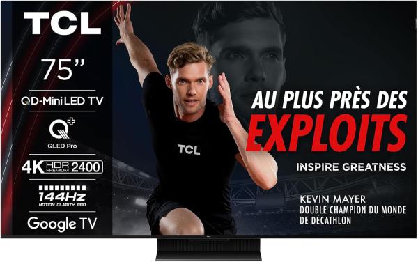 Image Smart TV 75" 4K TCL TV 75C765 QD Mini LED - Noir à 999€