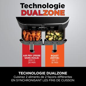 Image Friteuse sans Huile Ninja Foodi AF200EU Dual Zone - Noir à 129€
