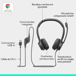 Image Casque Filaire PC Logitech H390 - Noir à 26,59€