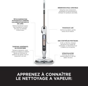 Image Balai Vapeur Shark S8201EU Steam Mop - Blanc/Gris à 119€
