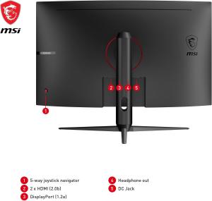 Image Écran gaming incurvé 31.5" MSI G32CQ5P - 170Hz, 1ms - Noir à 179,99€