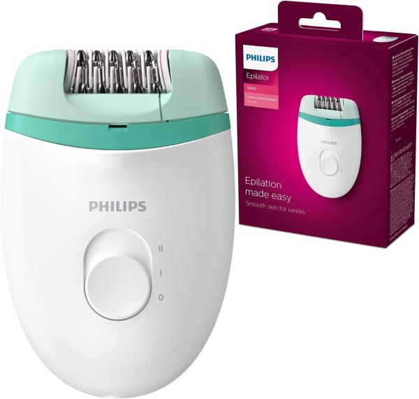 Image Épilateur compact Filaire Philips BRE224/00 Satinelle Essential - Blanc/Vert à 19,99€