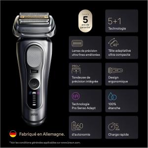 Image [Prime] Rasoir Electrique Homme Braun 9677CCE Series 9+ PRO - Argent à 309,99€