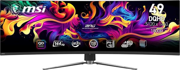 Image Ecran PC Gaming incurvé 49'' DQHD MSI MPG491CQP QD-OLED - 144Hz, .003ms - Noir à 849,99€