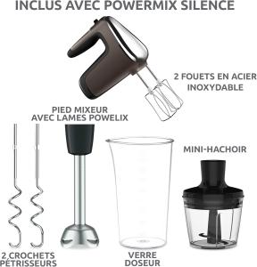 Image Batteur à main Multifonction Moulinex HM653910 Powermix Silence - 600 W - Noir à 49,99€