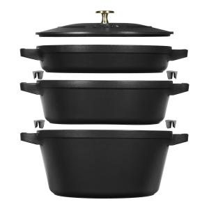 Image Set Cuisine 3 Pièces empilable Staub Stackable 3-pcs - Noir mat à 299€