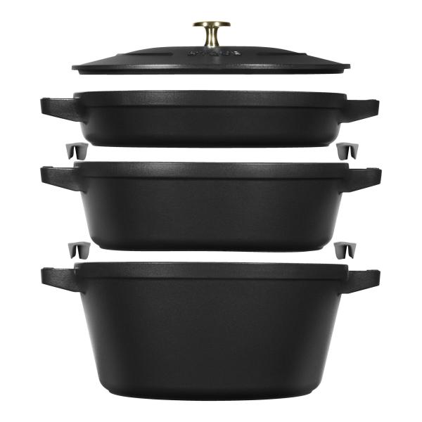 Image Set Cuisine 3 Pièces empilable Staub Stackable 3-pcs - Noir mat à 299€