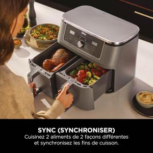 Image Air Fryer NINJA Dual Zone Max  DZ400EUSTGD - Double Compartiments - Stone/Or à 149,98€