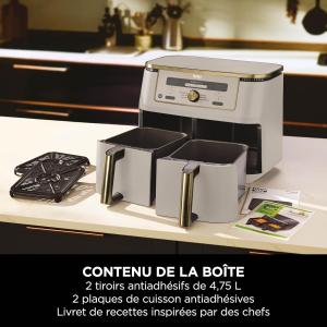 Image Air Fryer NINJA Dual Zone Max  DZ400EUSTGD - Double Compartiments - Stone/Or à 149,98€