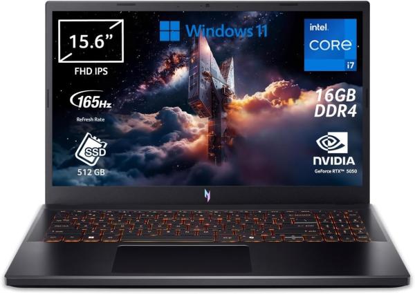 Image PC Portable Gamer 15" FHD ACER Nitro V 15 ANV15-51-1234 (i7, RAM 16Go, SSD 512Go, RTX5050) - Noir à 849€
