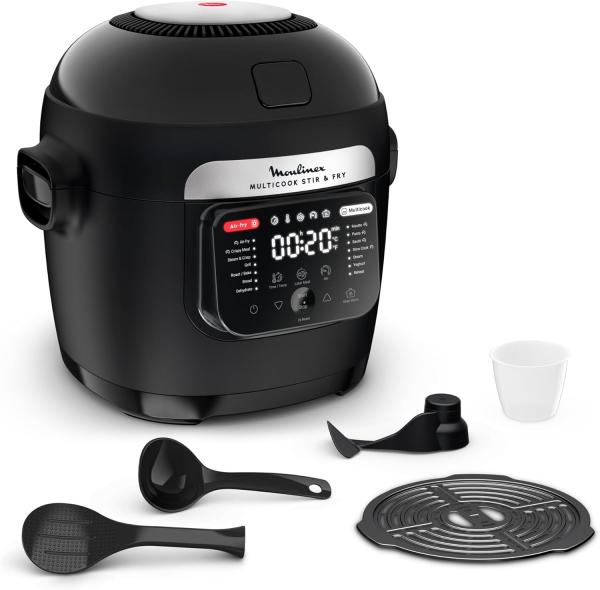 Image Combiné Multicuiseur et Airfryer Moulinex MZ7408F0 Multicook Stir&Fry - Noir à 199,99€