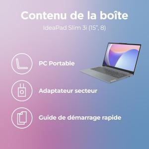 Image PC Portable 15.6'' FHD Lenovo 15IAN8 IdeaPad Slim 3 (Celeron, RAM 4Go, SSD 128Go) Win 11 - Gris à 219,99€