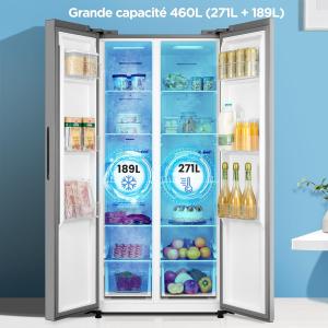 Image Réfrigérateur-Congélateur Américain COMFEE' RCS609IX2 - Inox à 549,99€