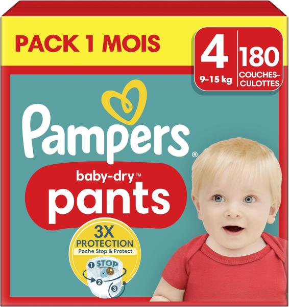 Image Pack de 180 Couches-Culottes Pampers Baby-Dry Pants - Taille 4, 9-15kg