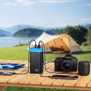 Image Powerbank - Batterie Externe 60000mAh Charge Rapide 3 Câble Intégré - Noir Piano à 34,99€