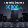 Image Powerbank - Batterie Externe 60000mAh Charge Rapide 3 Câble Intégré - Noir Piano à 34,99€