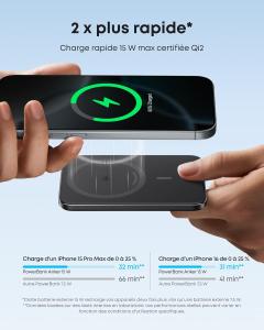 Image Batterie Externe Magsafe iPhone Anker Nano - Qi2 15W, 5000 mAh - Noir à 39,99€